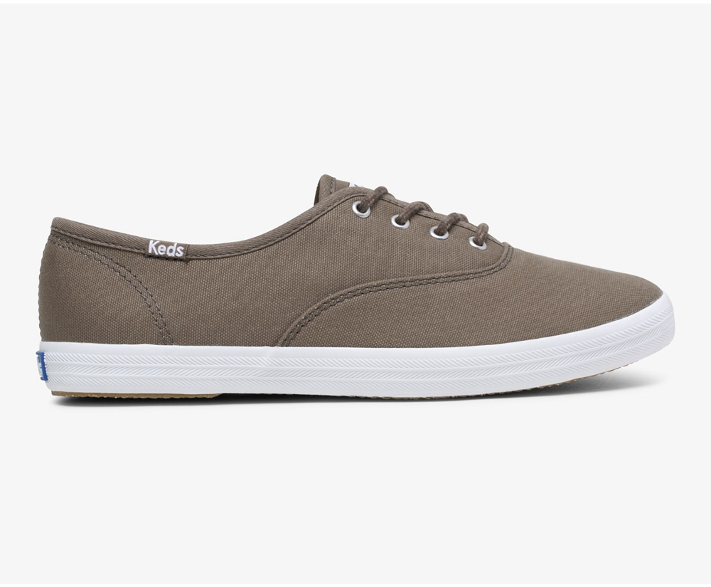 Womens Keds Sneakers - Champion Solids - Olive - 9657-OFJYB